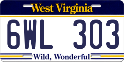 WV license plate 6WL303