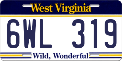 WV license plate 6WL319