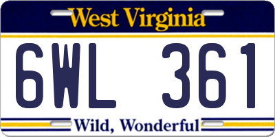 WV license plate 6WL361