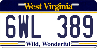 WV license plate 6WL389