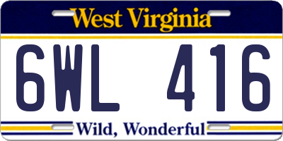WV license plate 6WL416