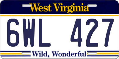 WV license plate 6WL427
