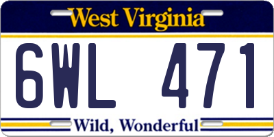 WV license plate 6WL471