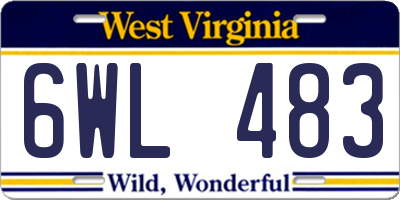 WV license plate 6WL483
