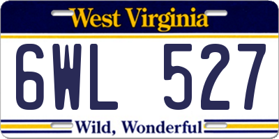 WV license plate 6WL527