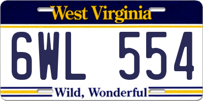 WV license plate 6WL554