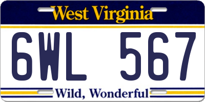 WV license plate 6WL567