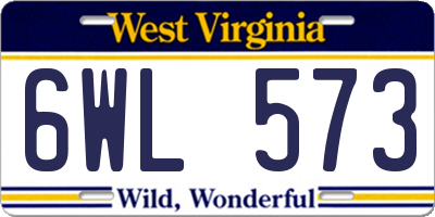 WV license plate 6WL573