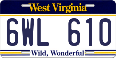 WV license plate 6WL610