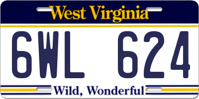 WV license plate 6WL624