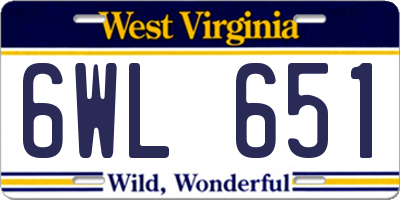 WV license plate 6WL651