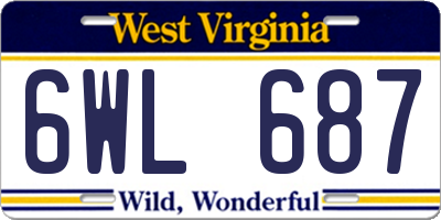WV license plate 6WL687