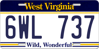 WV license plate 6WL737