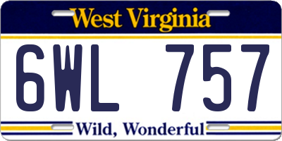 WV license plate 6WL757
