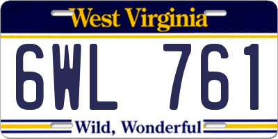 WV license plate 6WL761