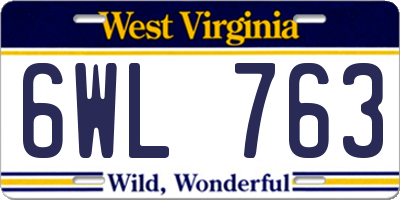 WV license plate 6WL763