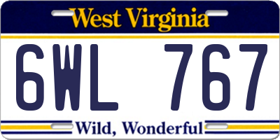 WV license plate 6WL767