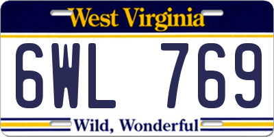 WV license plate 6WL769