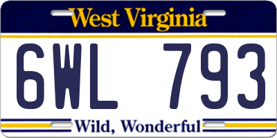 WV license plate 6WL793