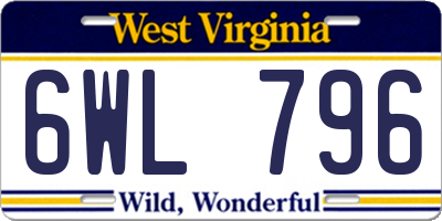 WV license plate 6WL796