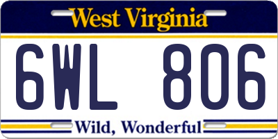 WV license plate 6WL806