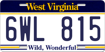 WV license plate 6WL815