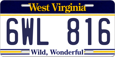 WV license plate 6WL816