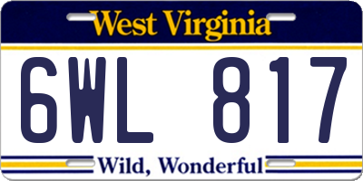 WV license plate 6WL817