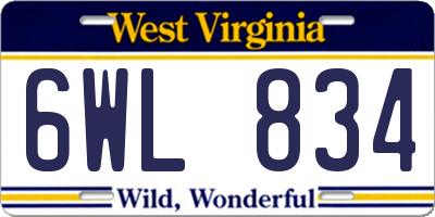 WV license plate 6WL834