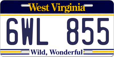 WV license plate 6WL855