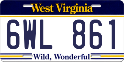 WV license plate 6WL861