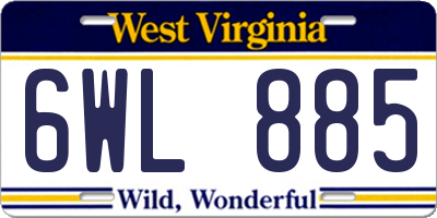 WV license plate 6WL885