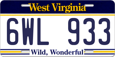WV license plate 6WL933