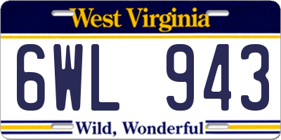 WV license plate 6WL943