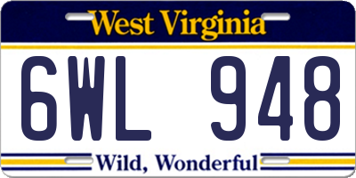 WV license plate 6WL948