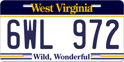 WV license plate 6WL972