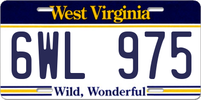 WV license plate 6WL975