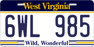 WV license plate 6WL985