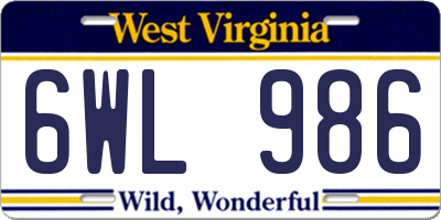 WV license plate 6WL986