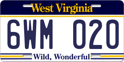WV license plate 6WM020