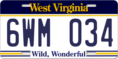 WV license plate 6WM034
