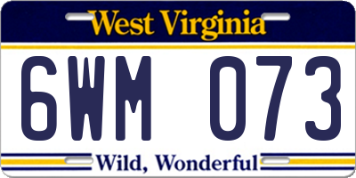 WV license plate 6WM073