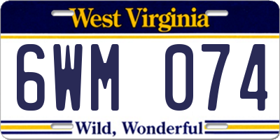 WV license plate 6WM074