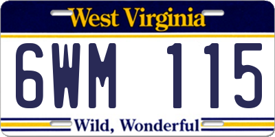 WV license plate 6WM115