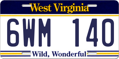 WV license plate 6WM140