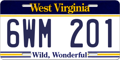 WV license plate 6WM201