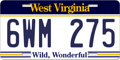 WV license plate 6WM275