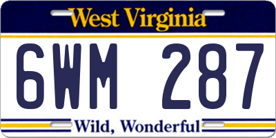 WV license plate 6WM287
