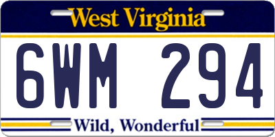 WV license plate 6WM294