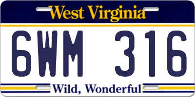 WV license plate 6WM316